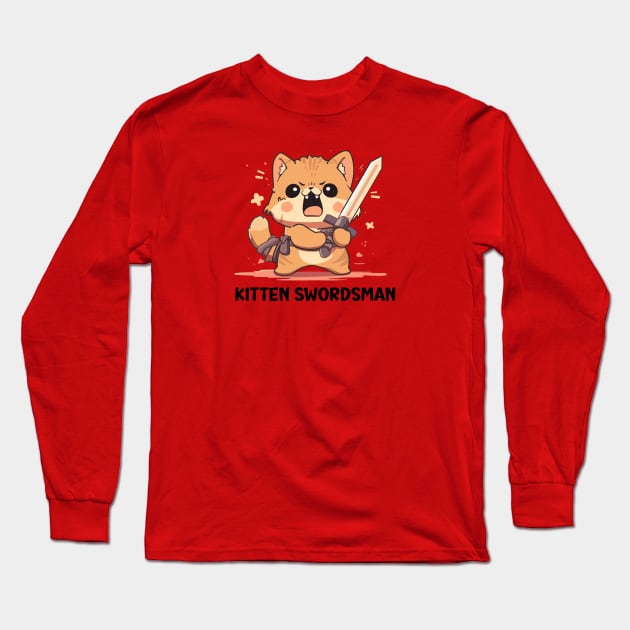 Kitten Swordsman Long Sleeve T-Shirt by Myanko